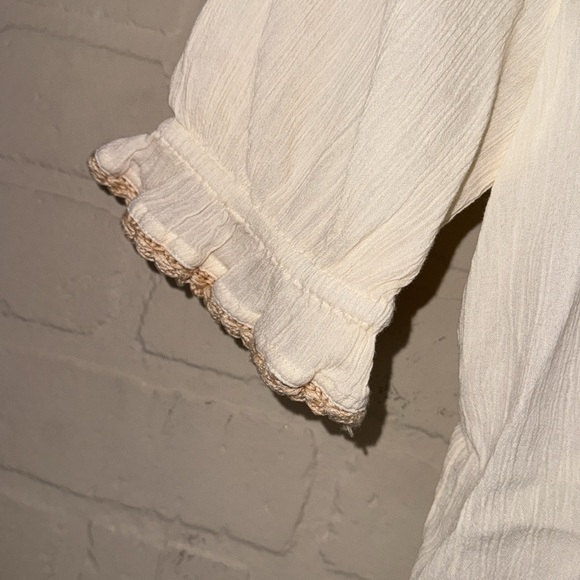 Madewell peasant blouse short sleeve crochet trim gauze cotton small - Picture 2 of 6